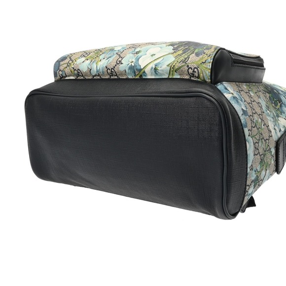 Gucci GG Blooms Backpack Beige Blue Canvas Leather Daypack - Picture 6 of 9